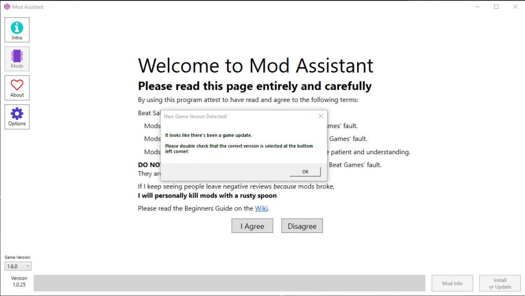 beat saber mod installer instantly closing