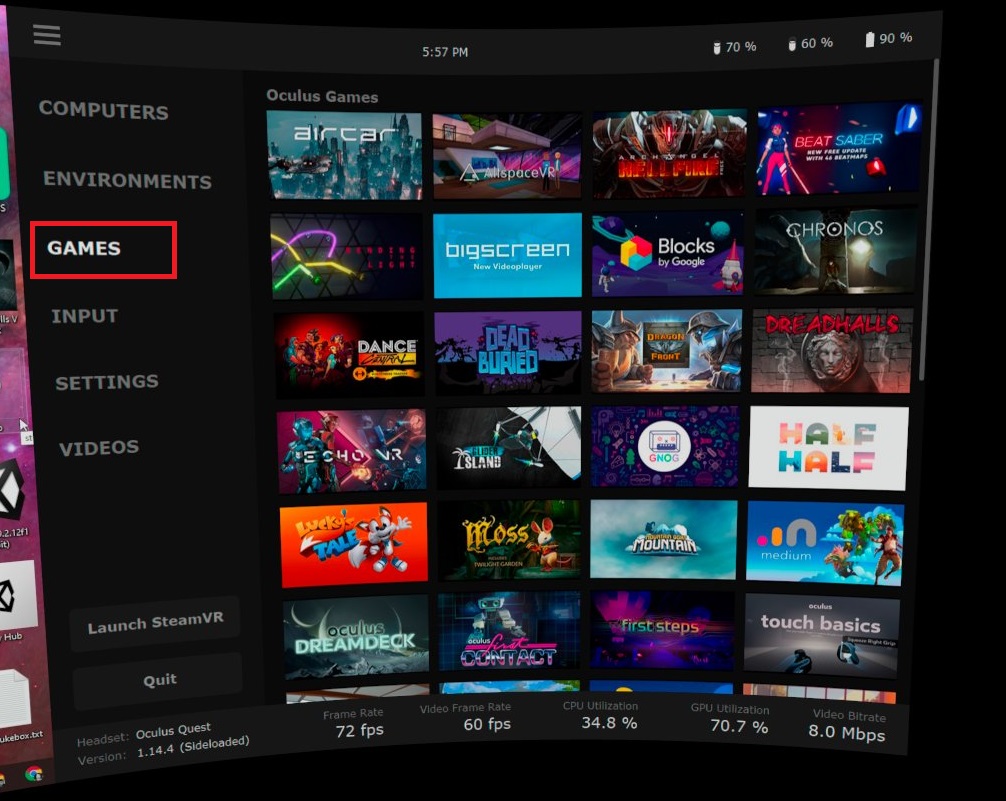 virtual desktop oculus games