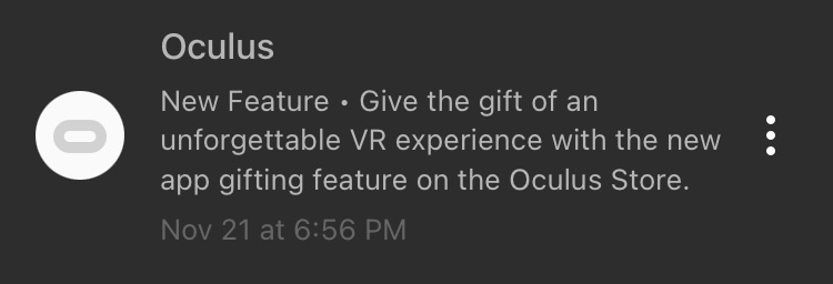 Gifting deals oculus games