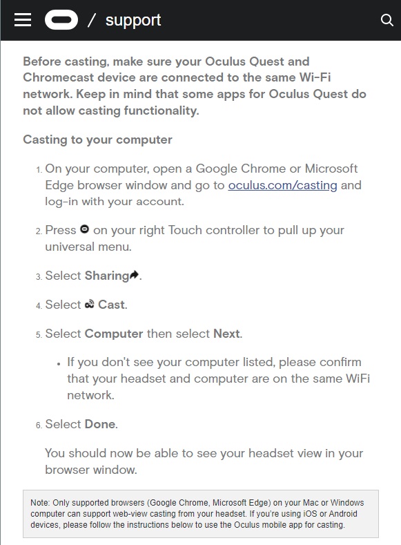 oculus quest casting to computer